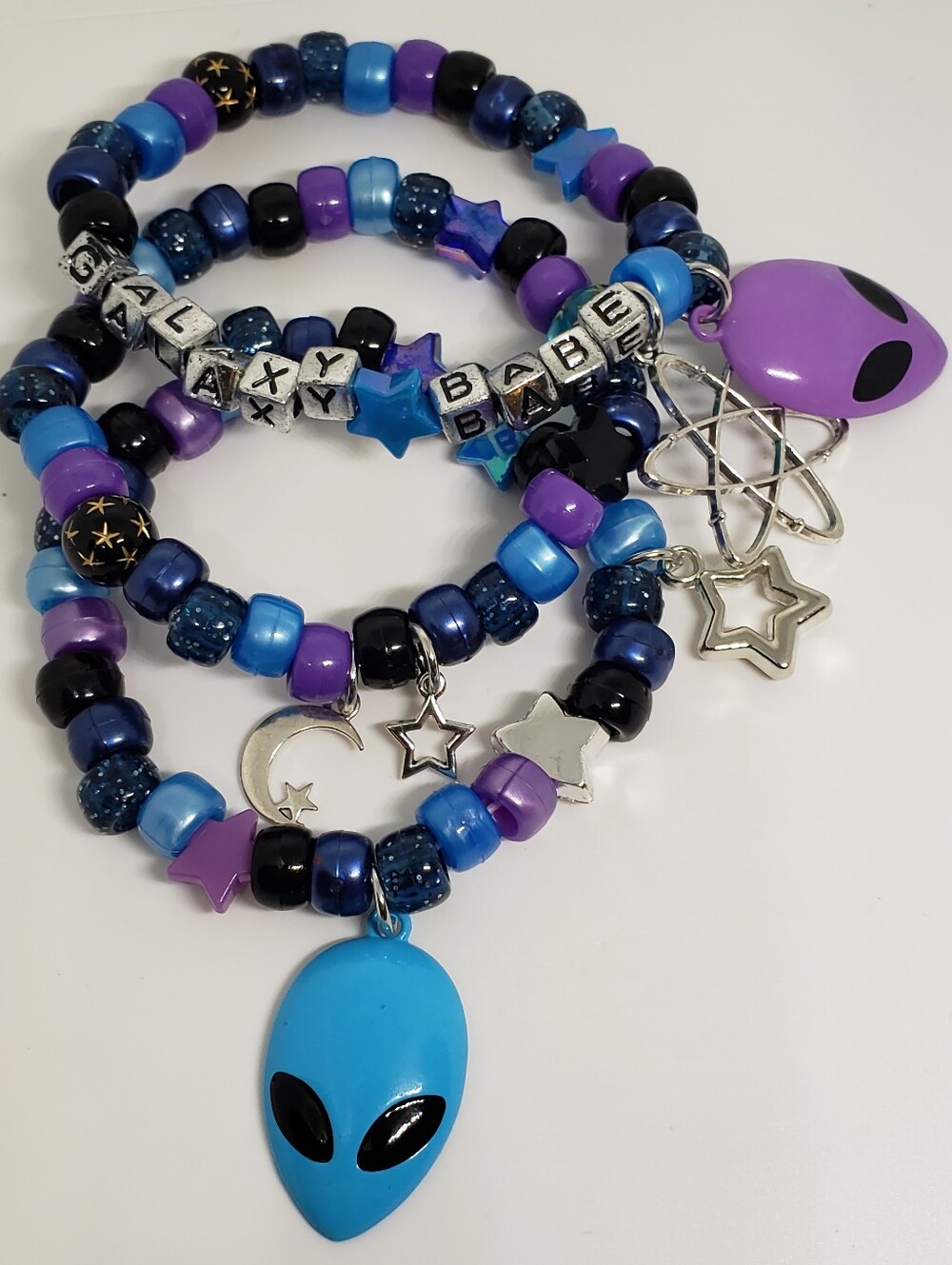 Handmade Galaxy Babe Beaded Stackable Kandi Bracelets